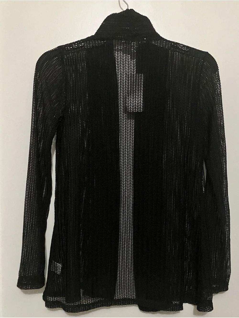 NY Collection Notations Women's Open Knit Cardigan, Black, Small MSRP $44
